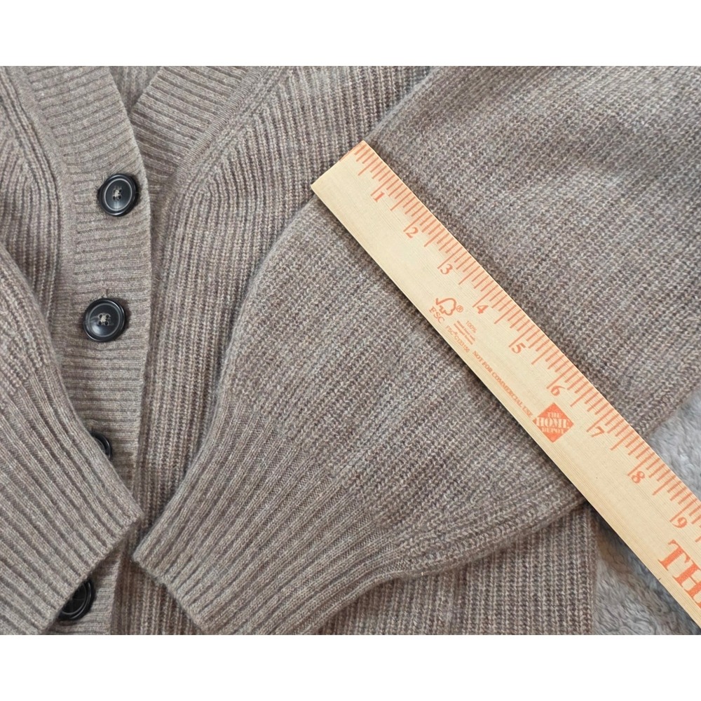 White + Warren Women XS Taupe Boyfriend 100% Cashmere V-Neck Cardigan Sweater - Picture 7 of 8
